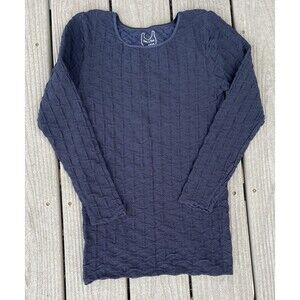 Tees by Tina Navy Blue Textured Shirt One Size Long Sleeve Stretchy Layer T